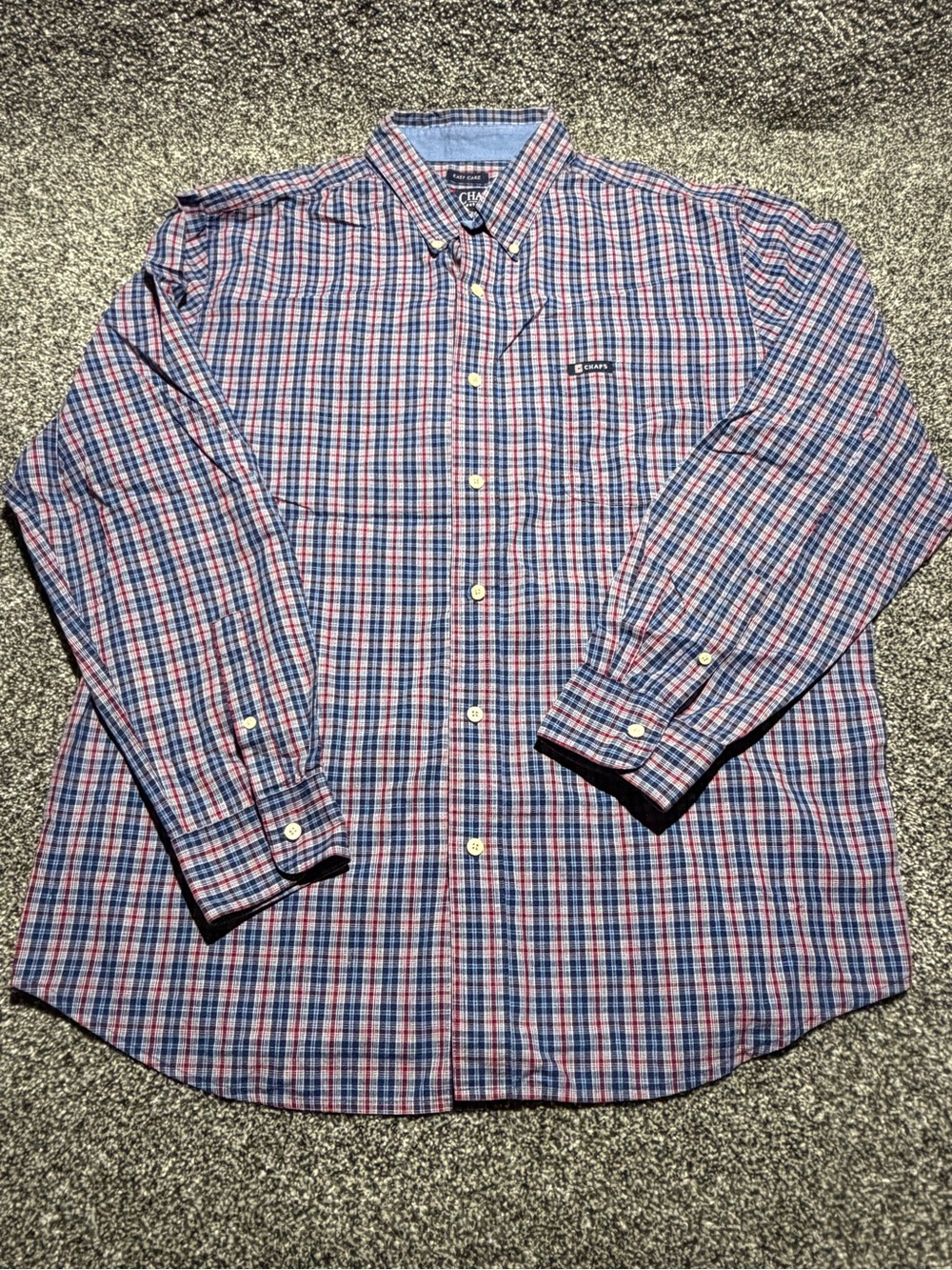 Chaps Men's Plaid Long Sleeve Button-Down Shirt - Blue & Red XL